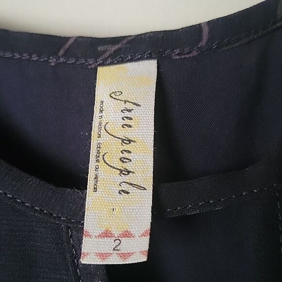 Free People 2 XS Bonnie Dress Floral CottageCore Blue Fit Flare Boho Coquette - Picture 15 of 15